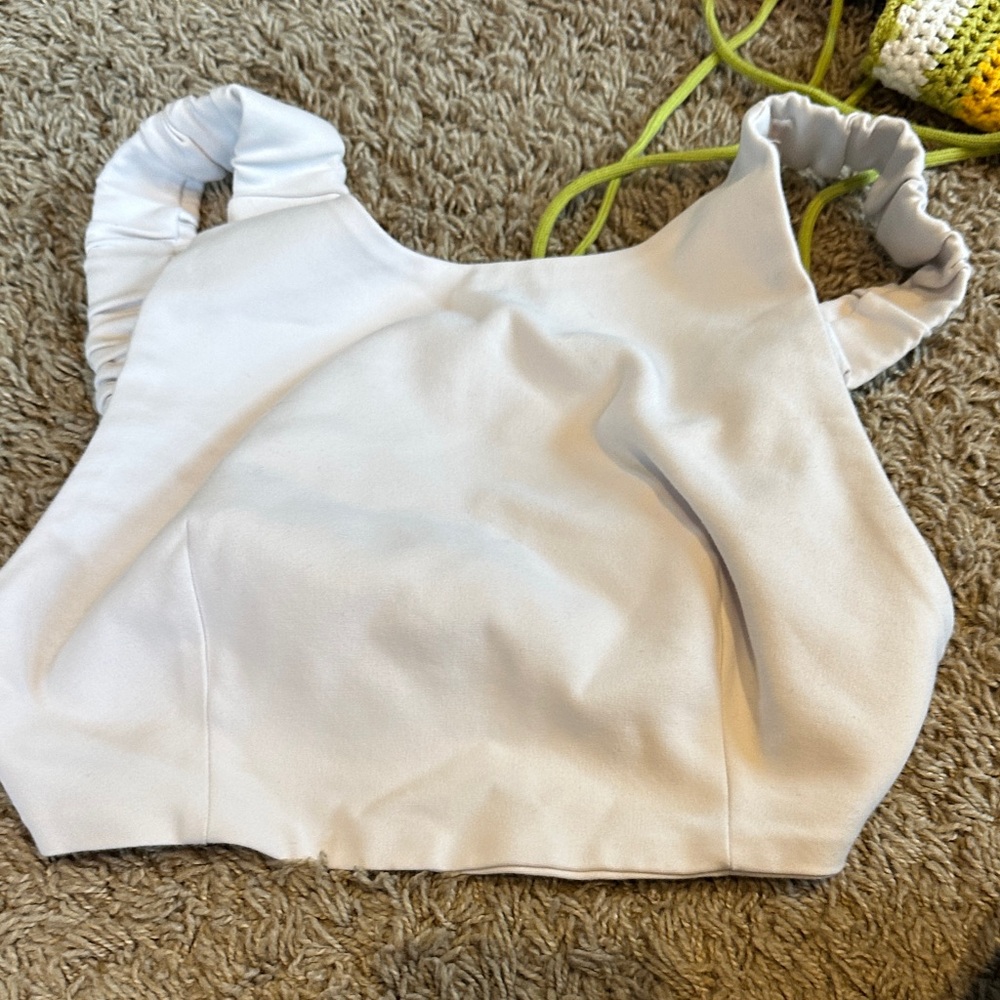 White Ruched Crop Top Zara small